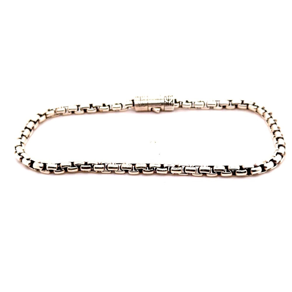 John Hardy Mens Sterling Silver 3mm Classic Chain Rounded Box Bracelet 9 Inch